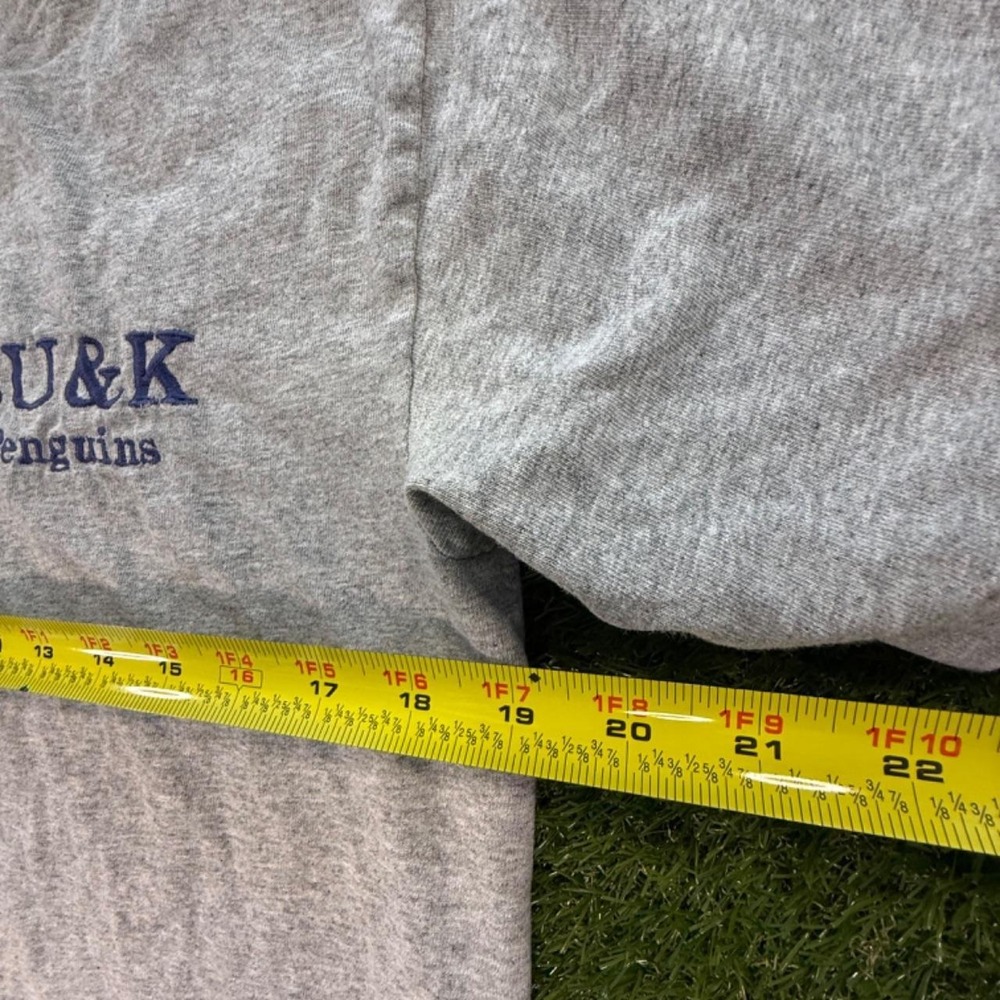 Gildan Ultra Cotton SU&K Penguins Embroidered T-Shirt Grey Mens M Vintage Y2K - Picture 7 of 7